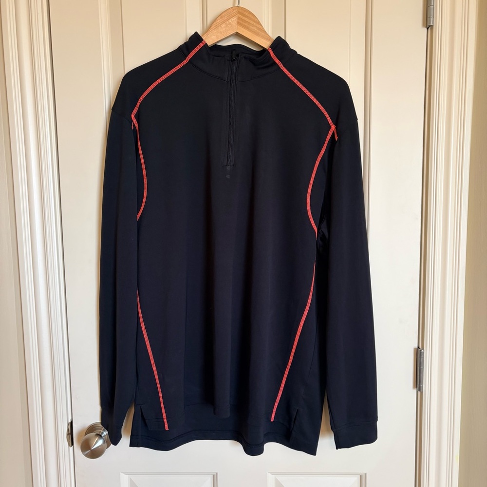 Under Armour All Season Gear 1/4 Zip Pullover XL Black Orange Piping Loose Fit - Picture 2 of 4